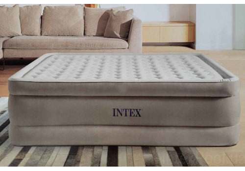 Intex 64428 Надувная кровать двуспальная с встроенным насосом Intex (152х203х46)