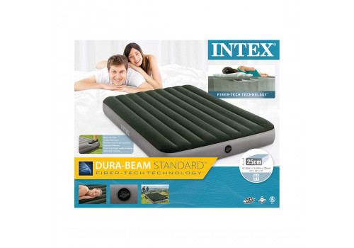 Intex 64763 Надувной матрас Двухспальный (152х203х25) +ножной насос